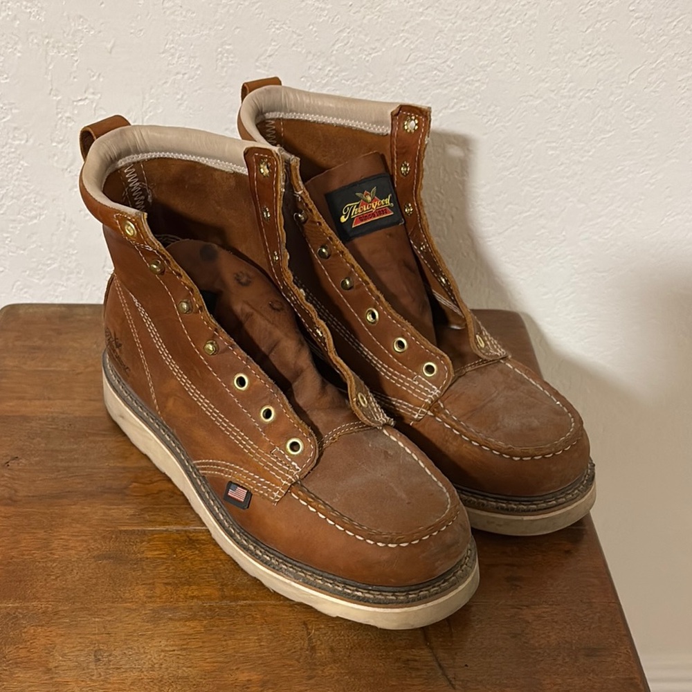Brown Leather Moc-Toe Ankle Boots